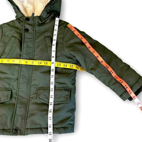 Swiss Alps Youth Boy Puffer Coat Jacket Winter Snow Fleece Hood Size 5/6 Green - Picture 8 of 11